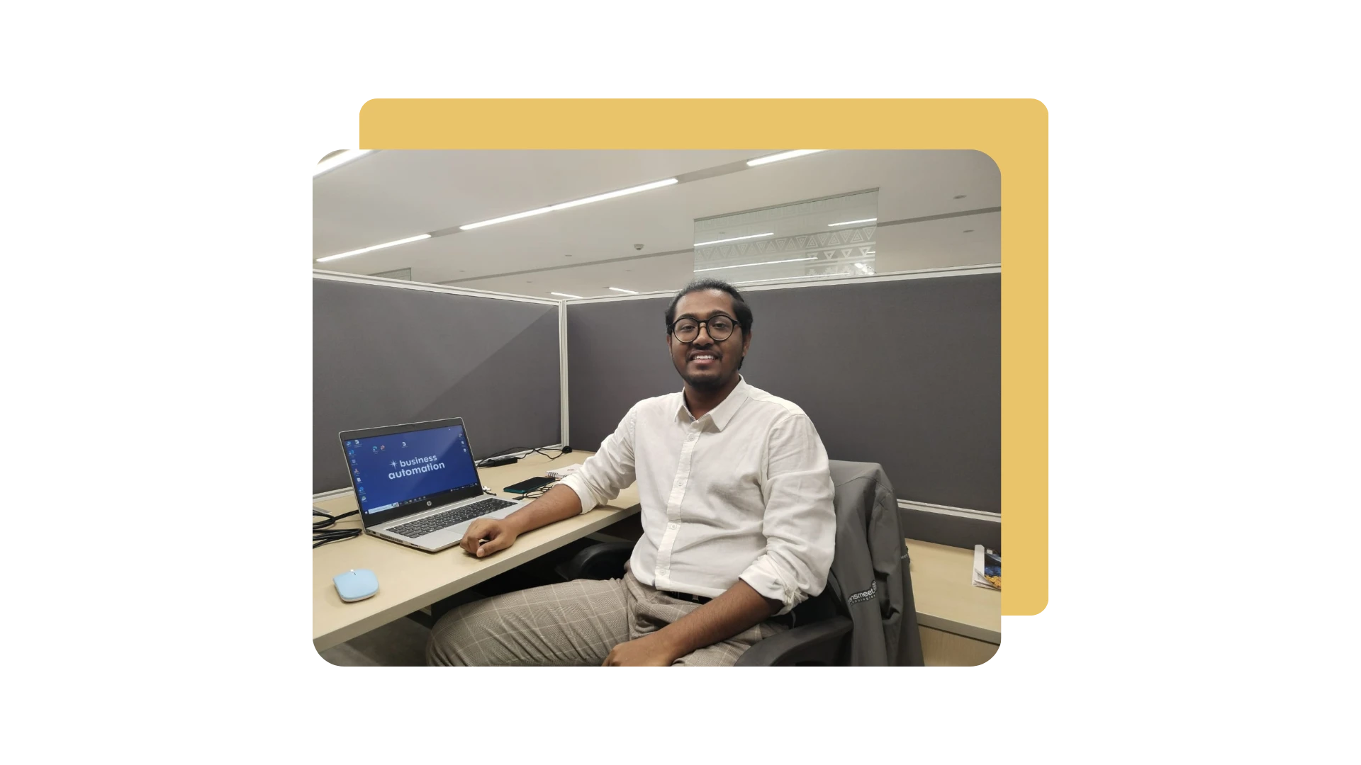 Al Amin Ifty, who is a local lead generation seo strategist, sitting in his office, with a smiled face